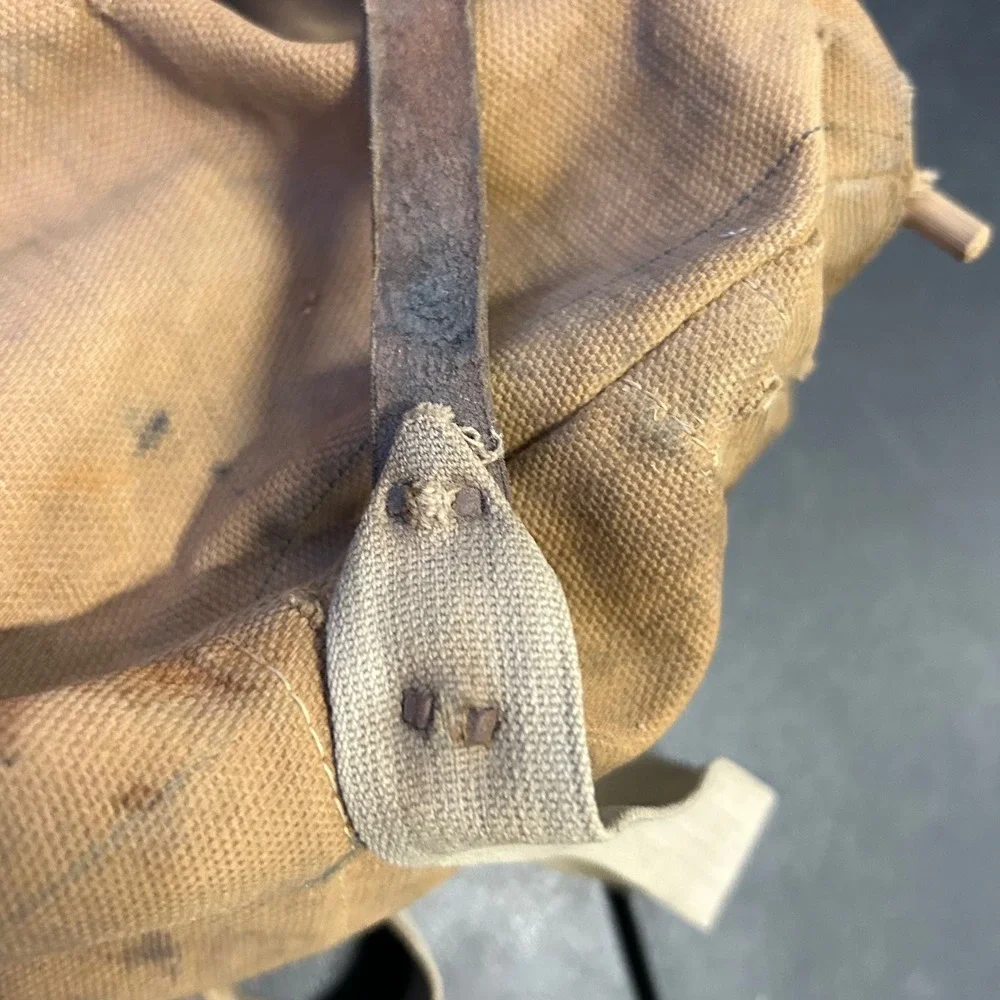 EARLY Antique Canvas Satchel Bag W/ Metal Frame Fishing Bag Satchel VTG‎